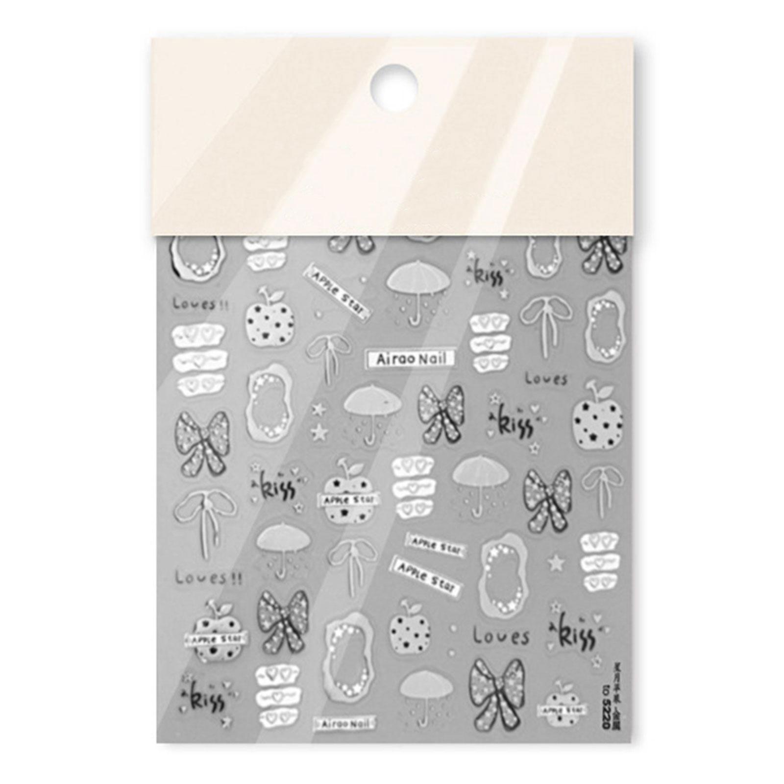 Elegant Embossed Metallic Silver Nail Art Decals for Professional Quality Adhesion and Portability