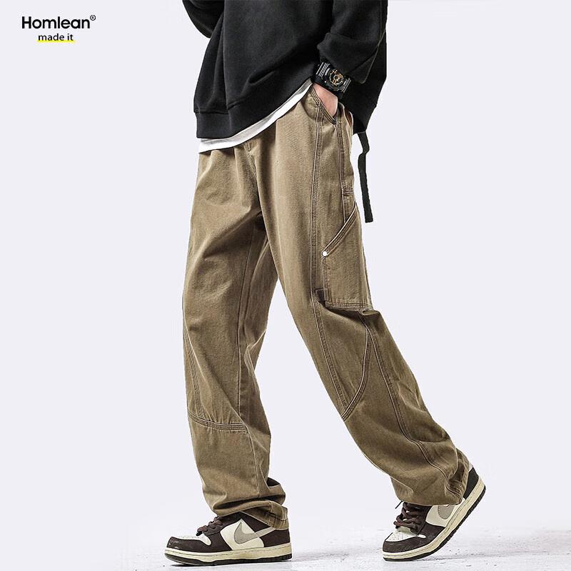 Homlean Men's American Style Cotton Loose Cargo Pants HS60
