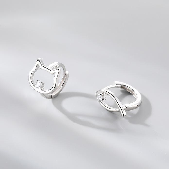 Asymmetrical Cat Fish Design Niche Earrings, High-End Trendy Ear Cuff Gift for Women Birthday