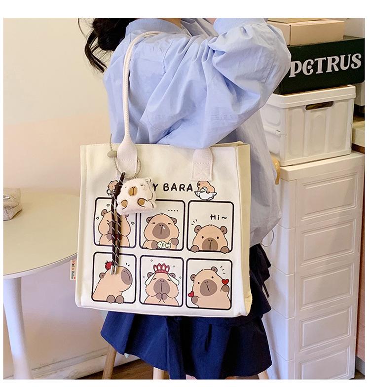 Korean Lazy Style Large Canvas Tote Bag - Fashionable, Versatile, High-End Women's Commuter Shoulder Bag