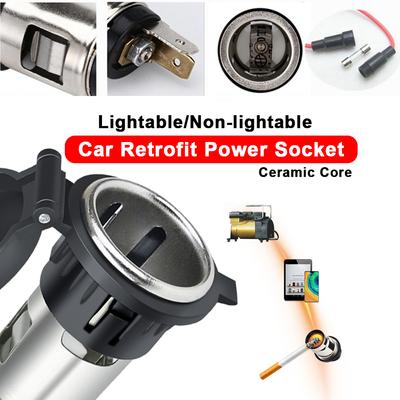 Car Cigarette Lighter Universal Socket Adapter Portable Power Outlet 12V-24V 120W-250W For Car Truck Motorcycle Boat