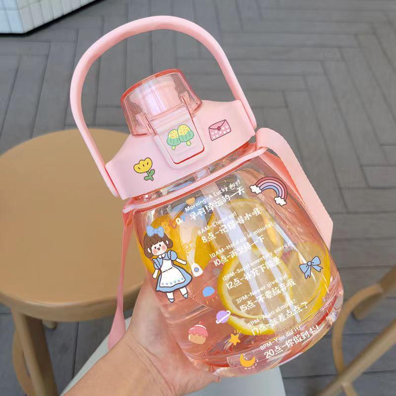 Plastic Water Cup Large Capacity Big Belly Cup Cup Ins High Value Water Cup with Straw Portable Cup