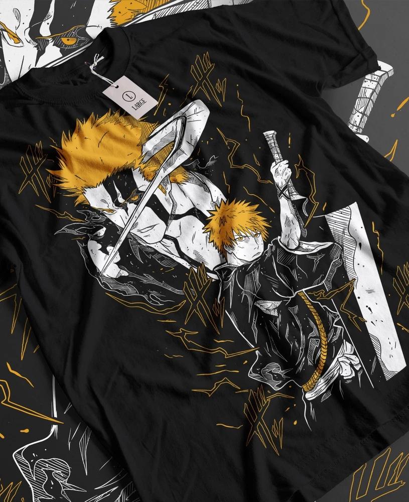 Bleach Ichigo Kurosaki Tshirt Unisexga Strip Horror Anime Gift Shirt Tee All Size