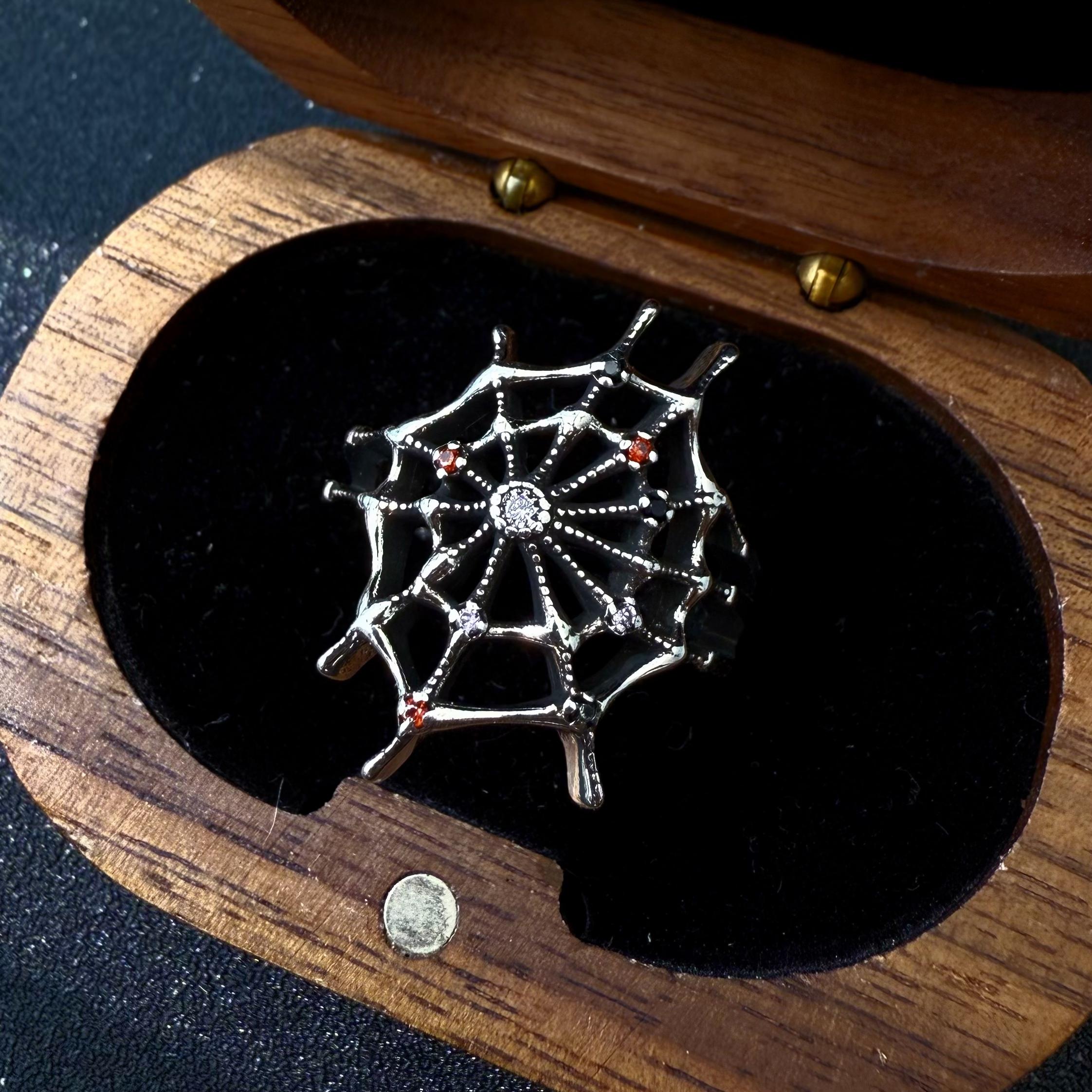 

Retro The Spider Web Adjustable Open Ring For Men Punk Gothic Edgy Copper Cosplay Holloween Accessories Unisex Gift 9-12