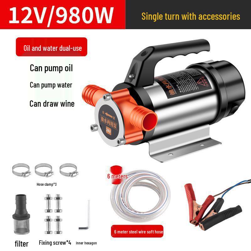 Universal 12V/24V Electric Diesel Oil Transfer Pump - Small, Large Flow, Self-Priming Oil Extractor