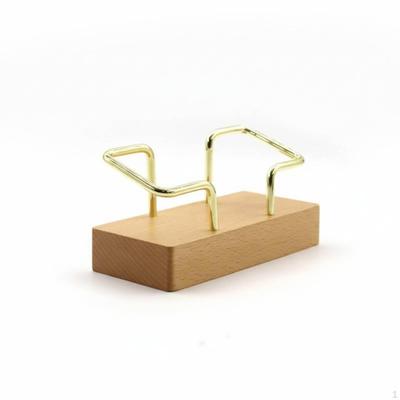 Wooden Business Card Holder, Walnut & Brass, Creative Desktop Organizer