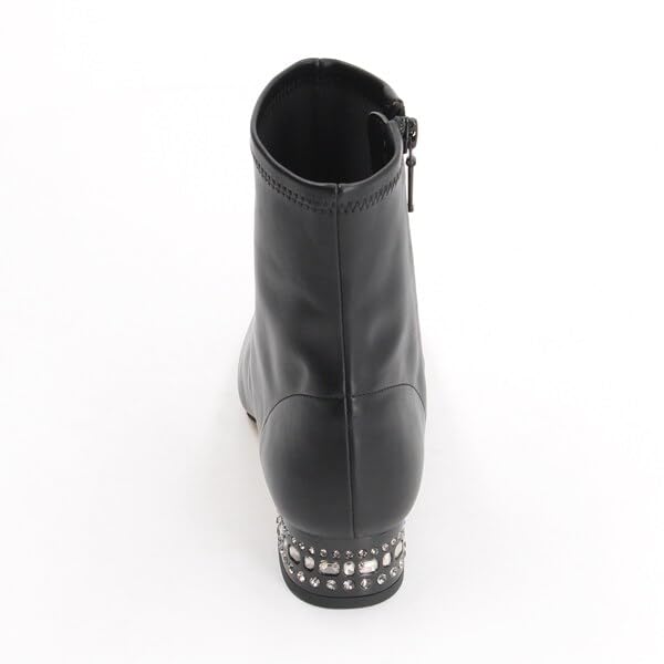 JILL STUART SHOE Fashion Boots, Jewel Heel Stretch Short Boots 6593, Black