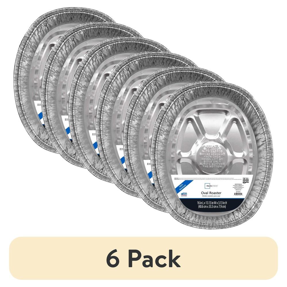 

6 Pack Disposable Aluminum Roasting Pan Giant Oval Rack Large Roasts Turkeys Ham Chicken Holiday Cooking Easy Clean-Up United States