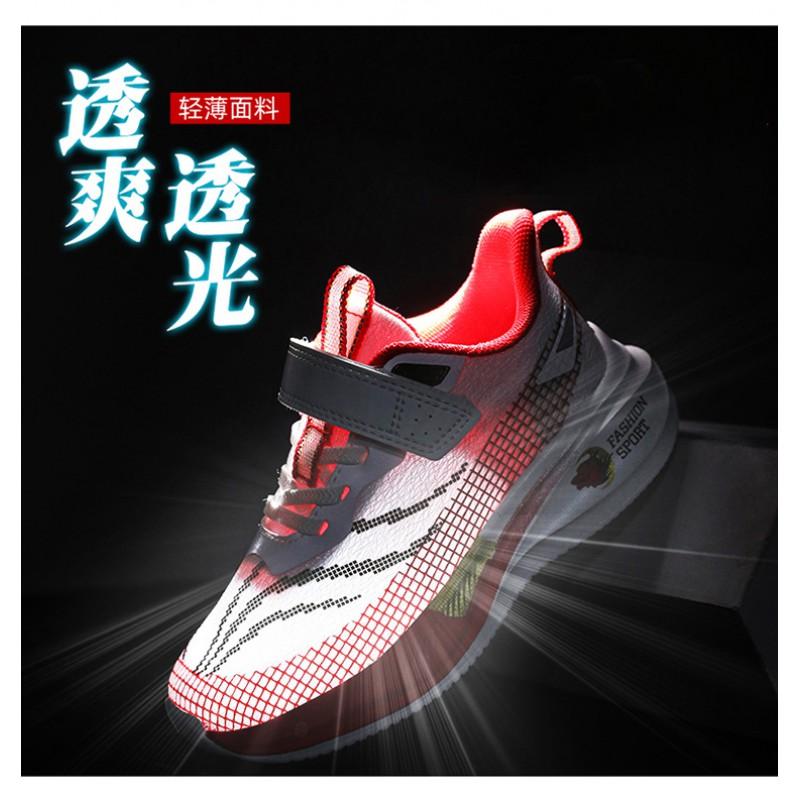 Boys Lightweight Breathable Mesh Running Shoes With Velcro Daily Casual Wear Outdoor Activities
