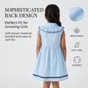 Toddler And Little Kids College Style Collared Lace Bow Sleeveless Children'S Dress Woven Cotton Summer Dress