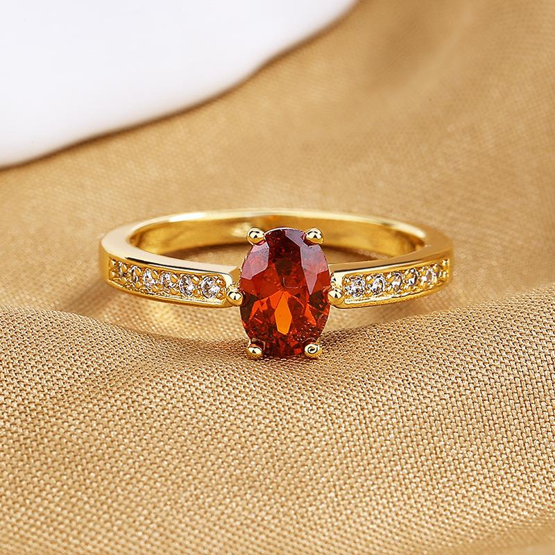 Classic Oval Blue Yellow Red Green Zircon Square Wedding Band in Silver Gold for Women