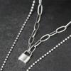 Warmrecord Silver925 Matte Lock Chain Necklace_N028