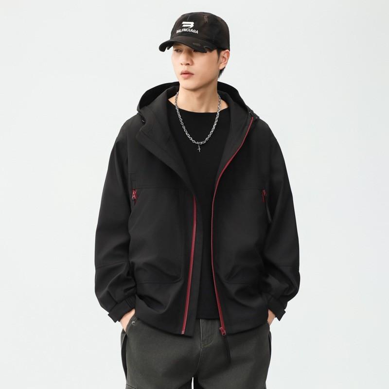 

Черная куртка с воротником-стойкой, мужская свободная куртка большого размера, американская верхняя куртка, модный бренд (Можно носить вдвоем) 4XL чёрный