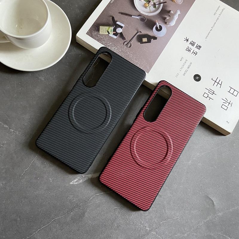Applicable to Sony Xperia 1VI mobile phone case anti-drop 11VI simple skin feeling 1IV carbon fiber pattern magnetic protective case