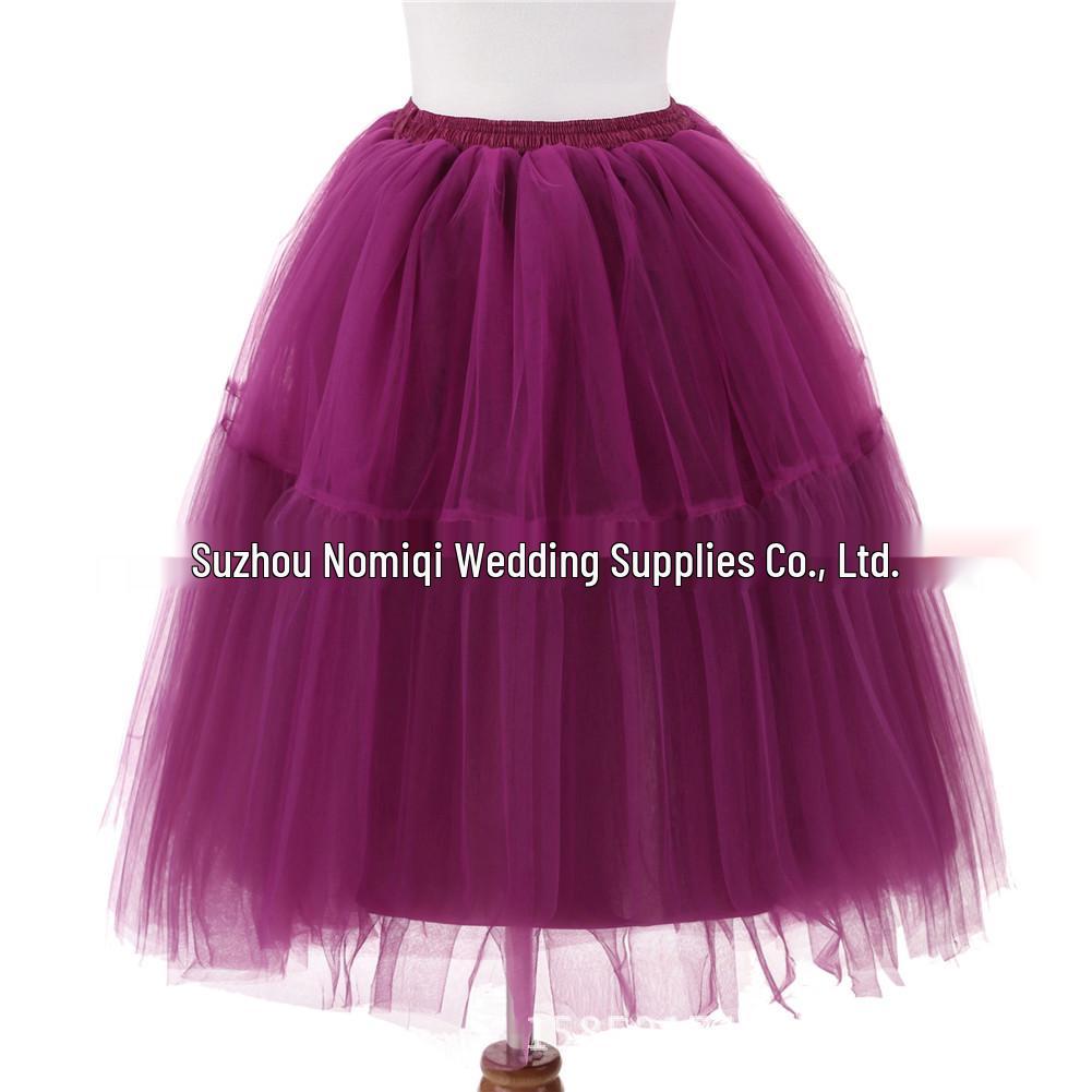 Women's 5-Layer Mesh Midi Fluffy Skirt - Summer Gauze Half Skirt