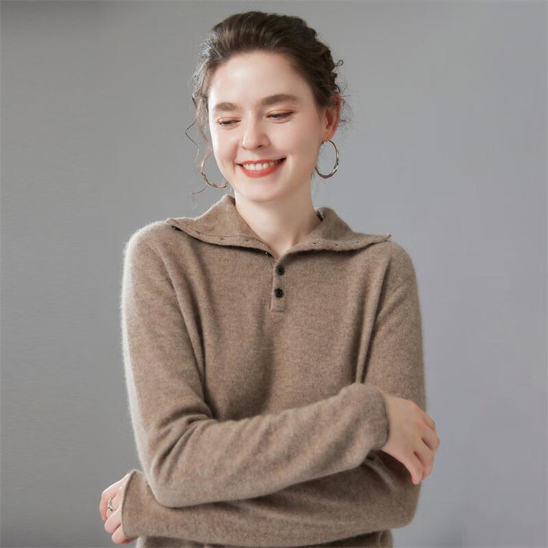 Fanzhen Women's Autumn/Winter Lapel Cashmere Blend Sweater