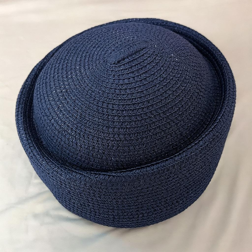 Women Vacation Straw Pillbox Hat Beret Style Round Crown Lightweight Breathable Summer Headwear for Outdoor Activities Travel