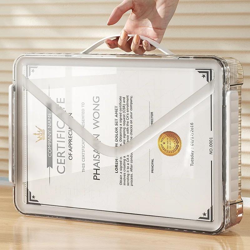 Caja De Almacenamiento De Documentos De Mascotas Transparentes Organizador De Escritorio De Plástico Simple Con Mango Y Cajones