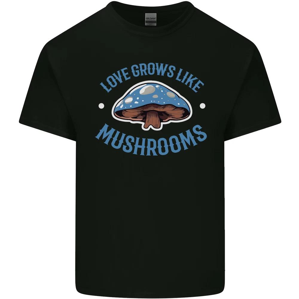 Love Grows Like Mushrooms Foraging Mycology Unisexs Light Cotton TShirt S