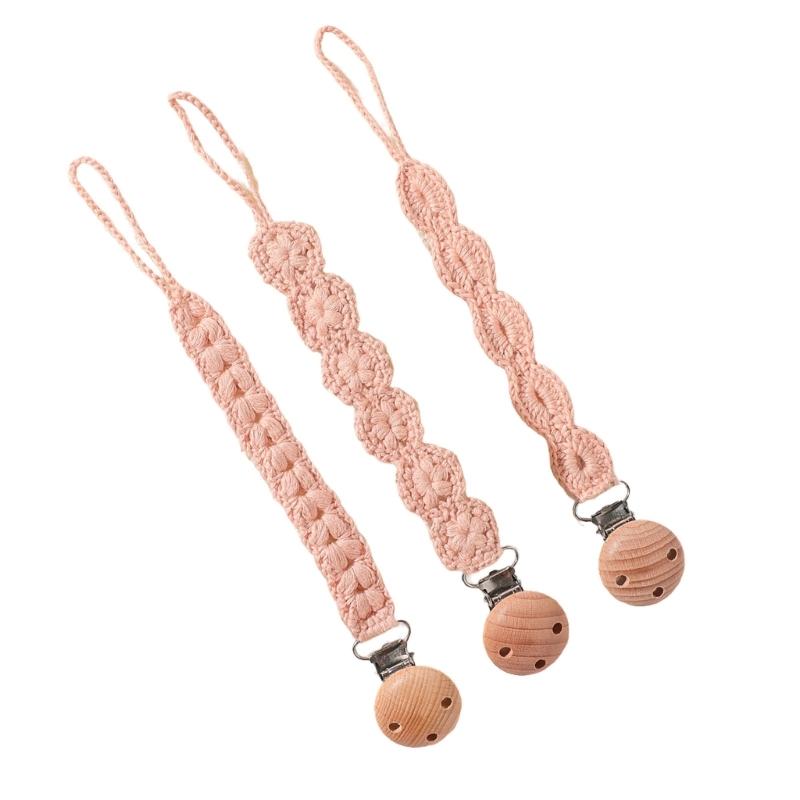 3pcs Newborns Dummy Chain Baby Soother Chain Pacifier Holder Woven Dummy Clip Toddlers Infant Pacifier Strap Baby Supply