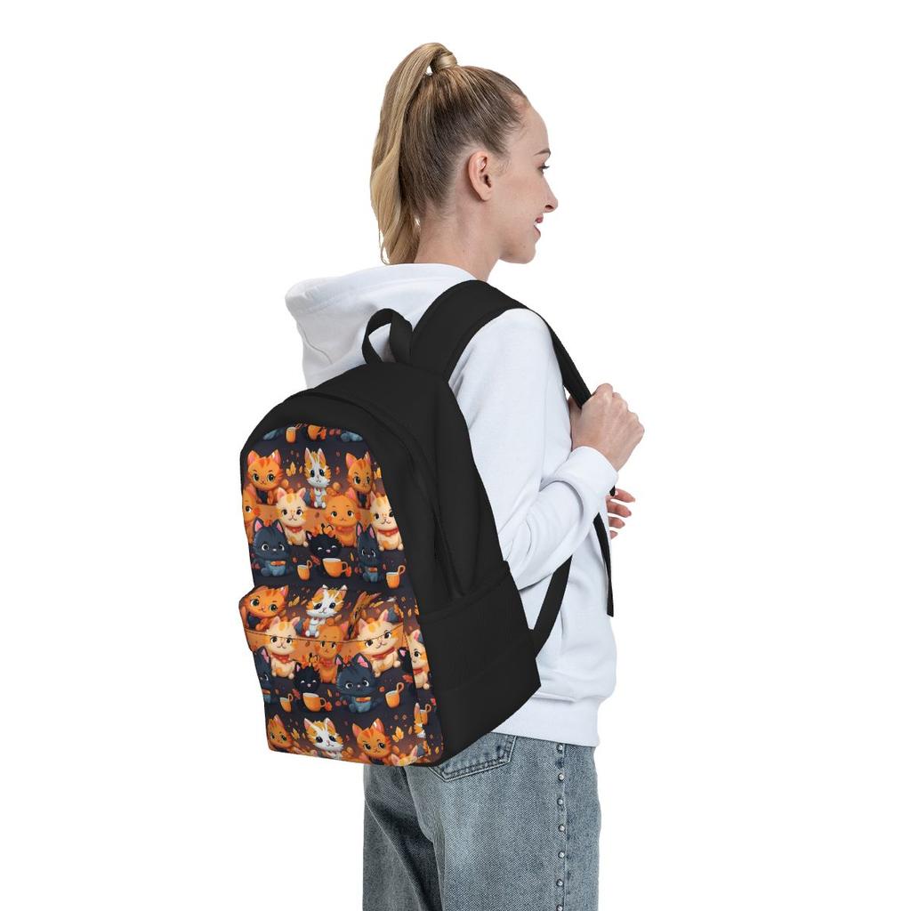 Magic Cats Mugs Backpack Cartoon Animal Style Backpacks Unisex Cycling Durable School Bags Design Rucksack