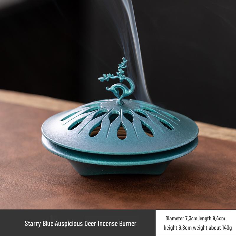 Zen Deer Incense Burner: Auspicious Coil Holder for Desktop or Tea Ceremony with Sandalwood and Agarwood Compatibility