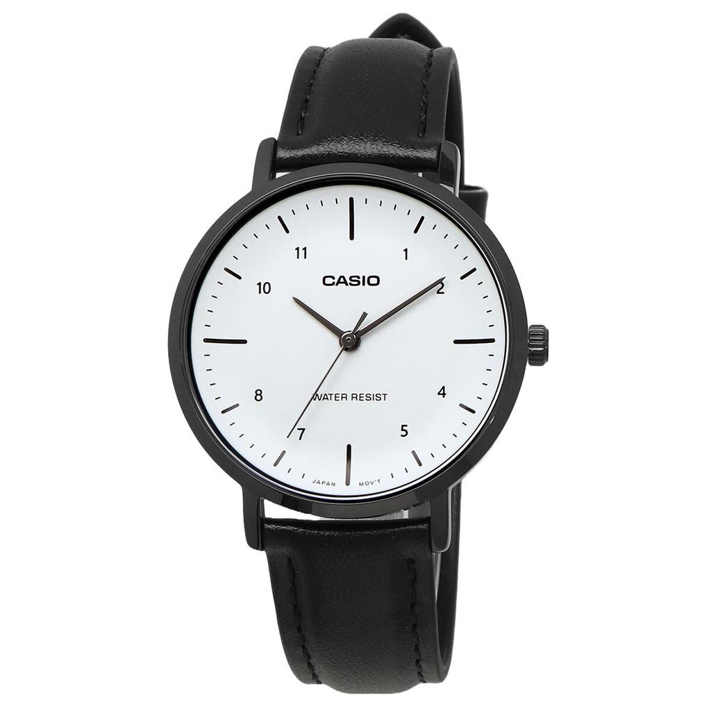 Casio White X Black Overseas Model Watch, Watch, Quartz, Women's, Leather, LTP-VT03BL-7B