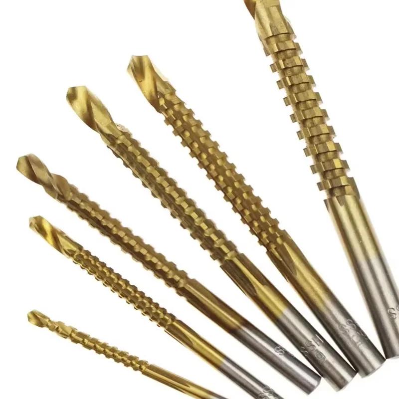 HSS Twist Drill Bits Set 3-8mm Serrated Grooving Cutting Tap Spiral Saw Wood Metal Plastic Hole Saw Titanium Drill Tools