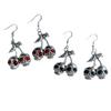 Exaggerate Gothic Sliver Color Skull Red Glass Crystal Eye Pendant Dangle Earrings for Women Halloween Party Scary Jewelry Gifts