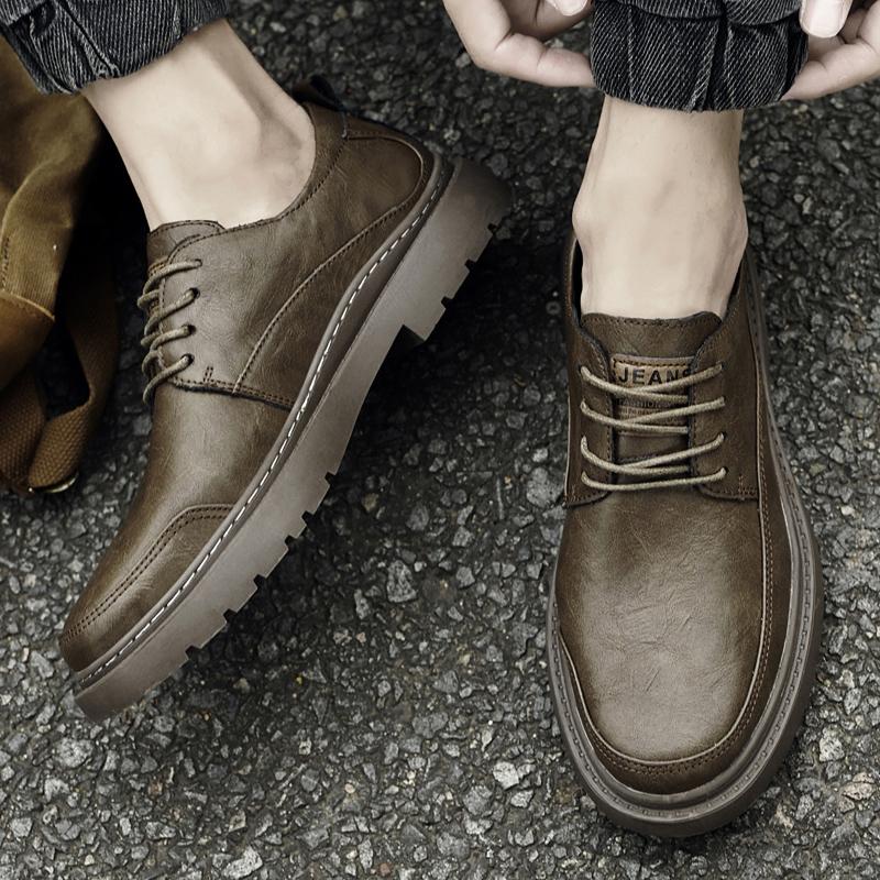 Fashion Spring Autumn New Men's Low Top Shoes Classic Retro Men's Genuine Leather Shoes Office Dress Shoes Winter Cotton Free Delivery