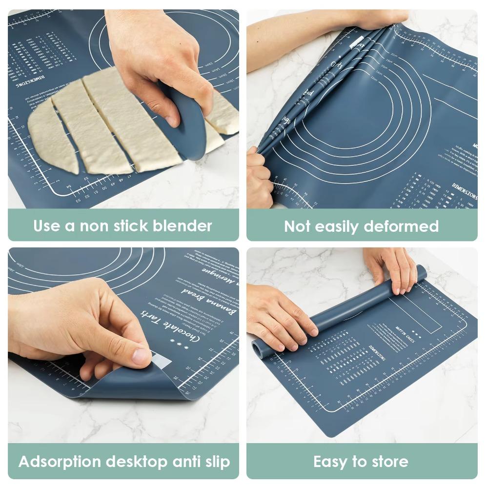 Heat Resistant Dough Rolling Mat With Scale Baking Mat Pastry Mat Silicone Kneading Pad Set  Cake