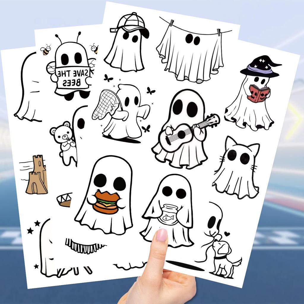 New Cartoon Cute Ghost Ghost Tattoo Stickers Waterproof Party Party Gift Funny Face Stickers