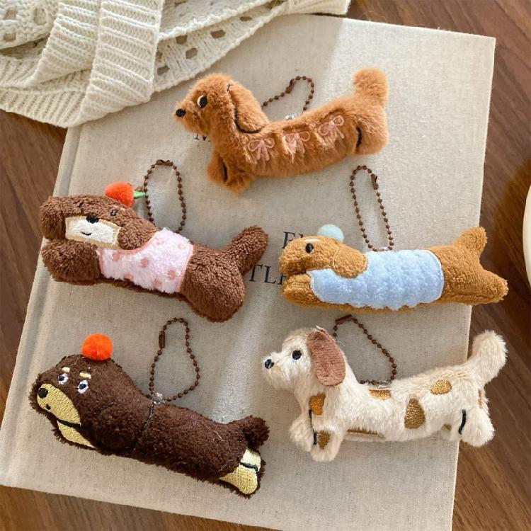 Soft Plush Dachshund Keychain Lovely Puppy Key Holder Pendant Fashion Accessory for Backpacks and Gifts Hanging Solution