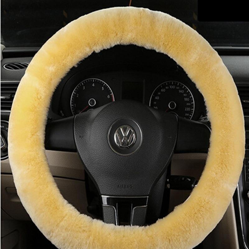 3Pcs/Set Universal Plush Car Steering Wheel Covers Winter Faux Fur Hand Brake & Gear Cover Set Car Interior Accessories 38cm
