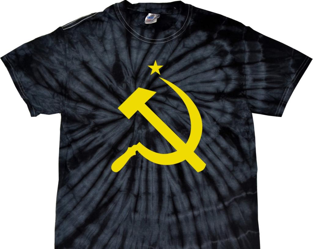 Yellow Hammer and Sickle Adult Spider Tie Dye Tee T-Shirt YELLOWHAMMER-1000S