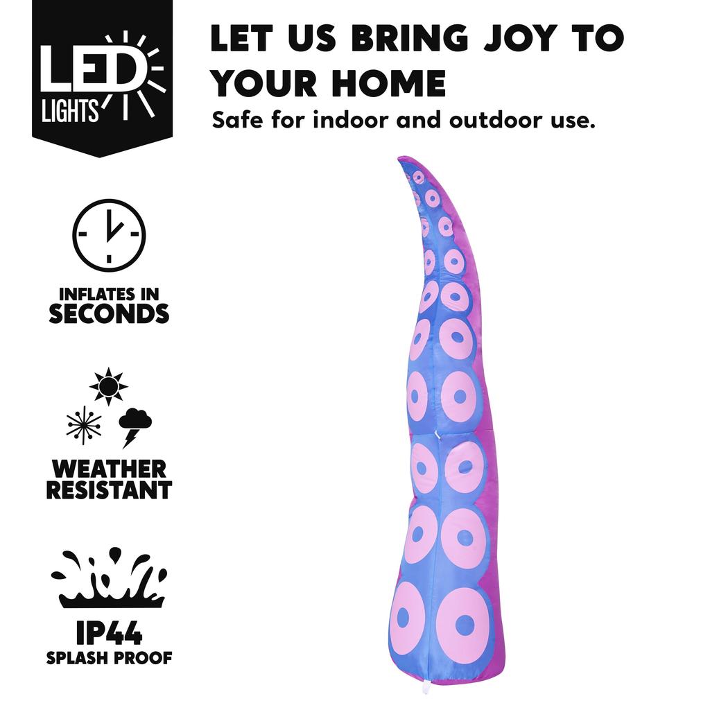Joyfy 5ft Halloween Uppblåsbar Utomhus Jättebläckfisk Tentakel Bröt Ut från Fönster med Inbyggd LED för Fönsterdekoration