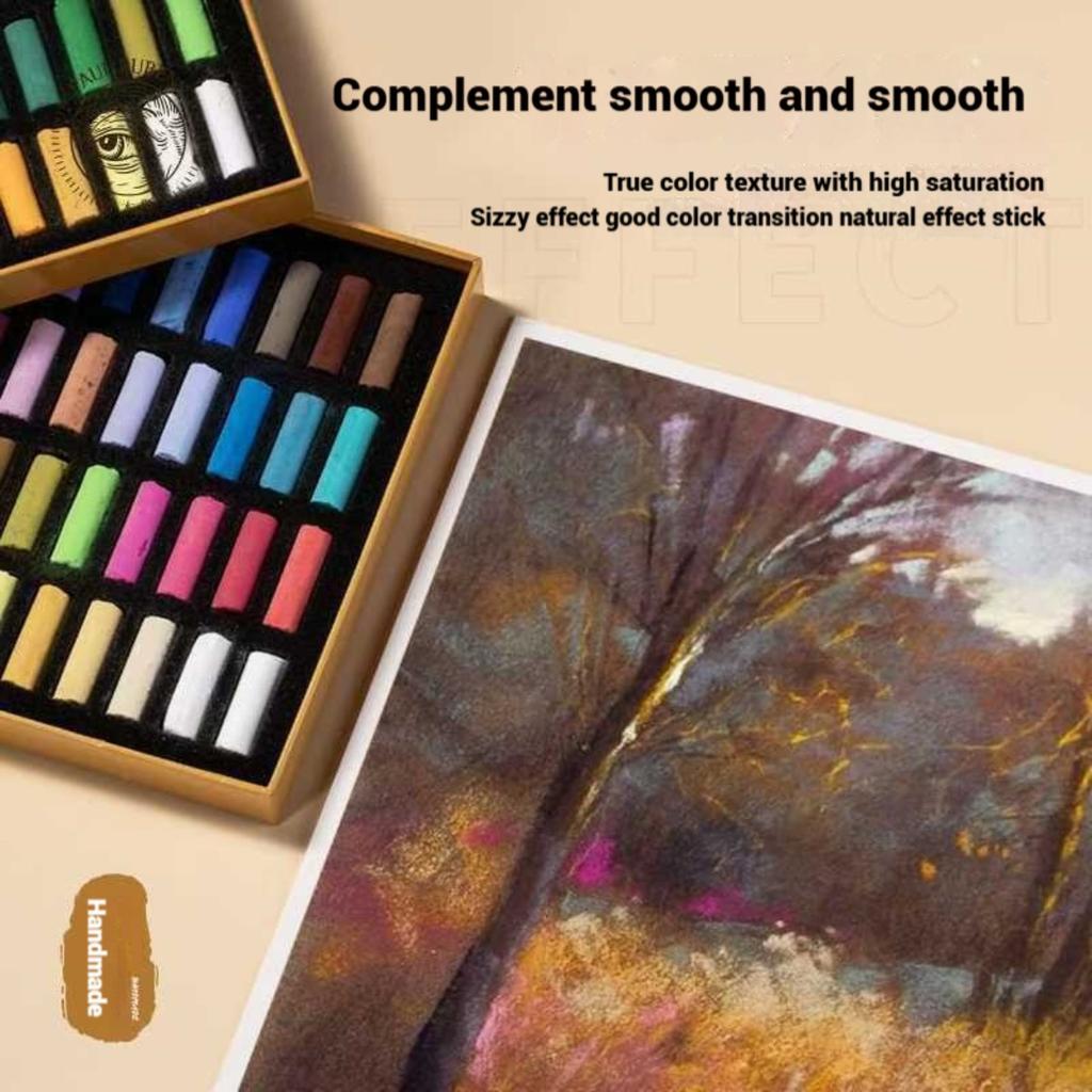 24/36/48 HandMade Soft Pastel Chalk Set,Quality Coloring Stick,Bright ,Smooth Stroke, Safety Art Supplies