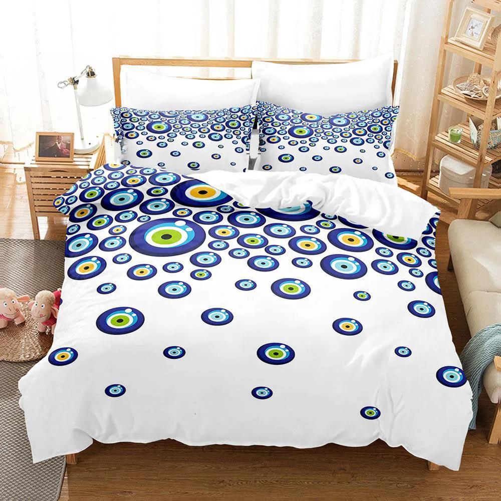 Hip Hop Turkish Evil Eye Bedding Set Single Twin Full Queen King Size Aldult Boys Man Bedroom Duvet Covers Sheet Set