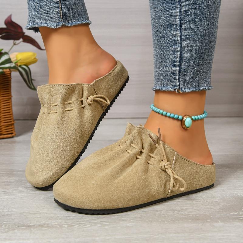 New Retro Women's Half-slipper Shoes with LACES and Thick-soled Soles
