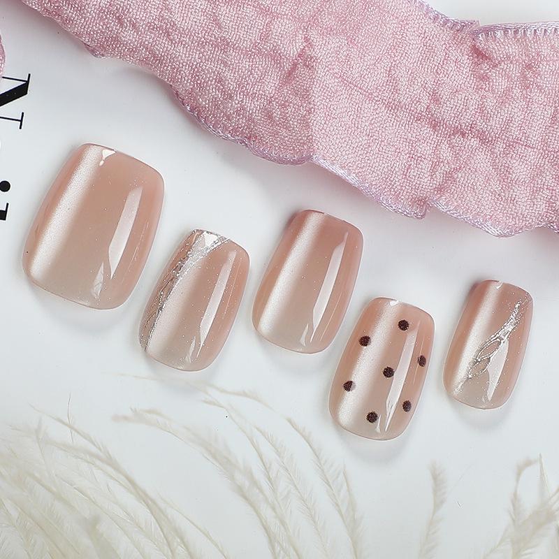 Handmade Nude Pink Gradient Cat Eye Nail Art Stickers