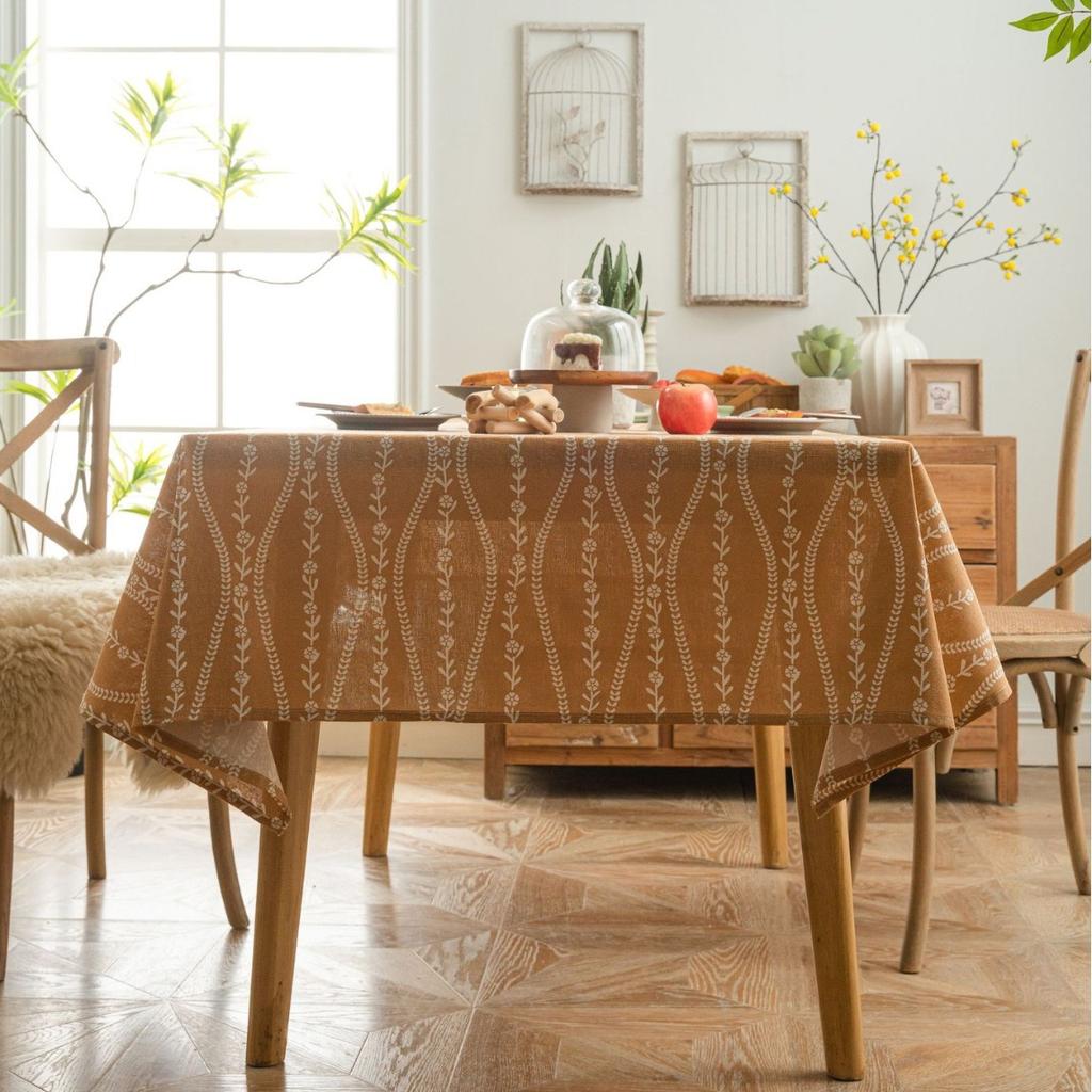 Tablecloth Orange Flower Print Pastoral Cotton and Linen Tablecloth Table Cloth Wholesale Household Cover Towel