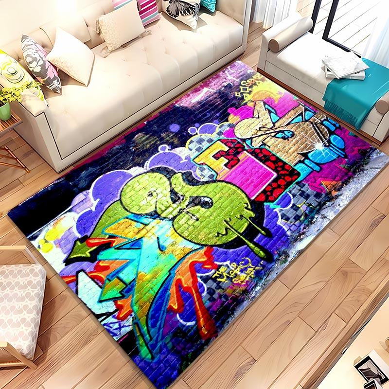 Colourful Graffiti 3D Printing Area Carpets for Home Living Room Kids Bedroom Sofa Doormat Kitchen Floor Rugs Anti-slip Decor