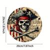 Metal Wall Art Pirate Skull Round Tin Sign Bar Decor