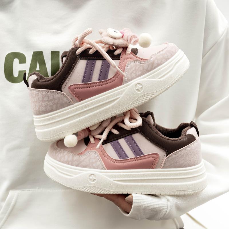 Толстоподошвенные велюровые осенне-зимние новые повседневные кеды в студенческом стиле, спортивная обувь для студентов 35