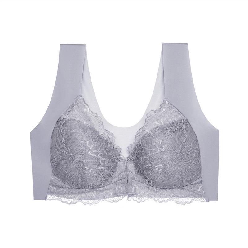 Cross-Border Sexy Lace Seamless Front Buckle Bra - Large Size, No Steel Ring, Beautiful Back Design
