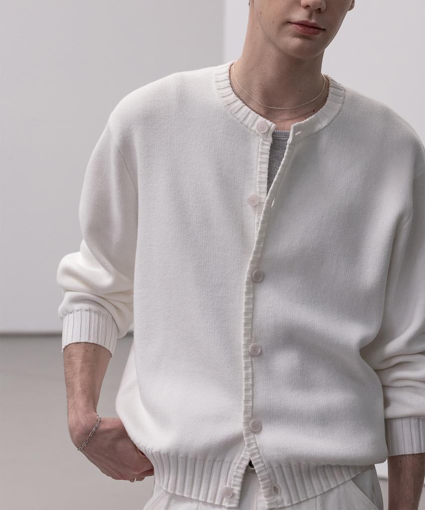 Decoroso Panel Rib Round Cardigan [White]