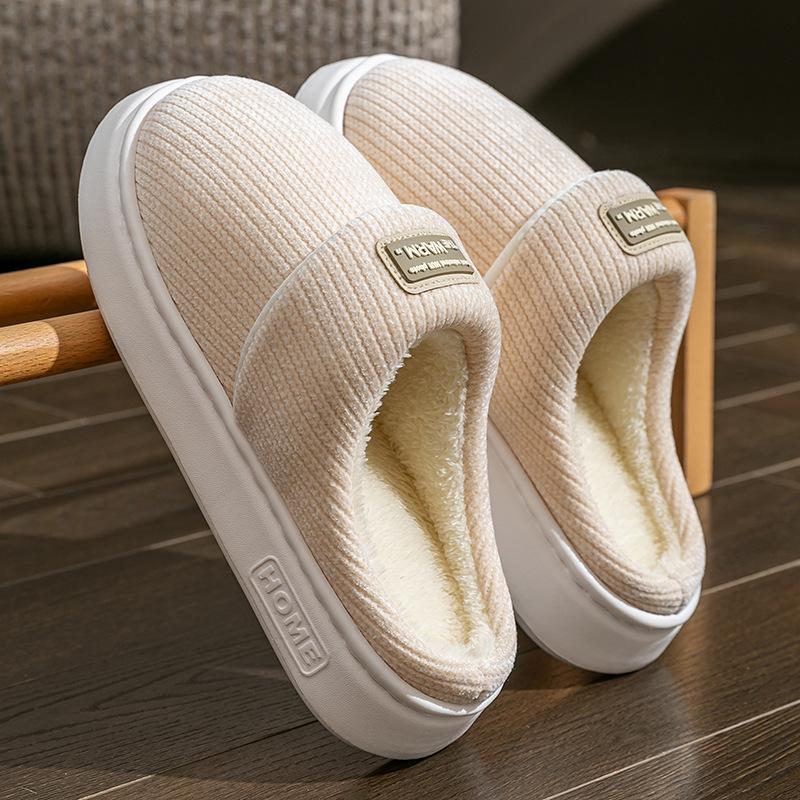 Cotton Slippers Home Autumn and Winter Thick-soled Non-slip Cotton Mop Velvet Warm Wool Slippers Couple Shoes