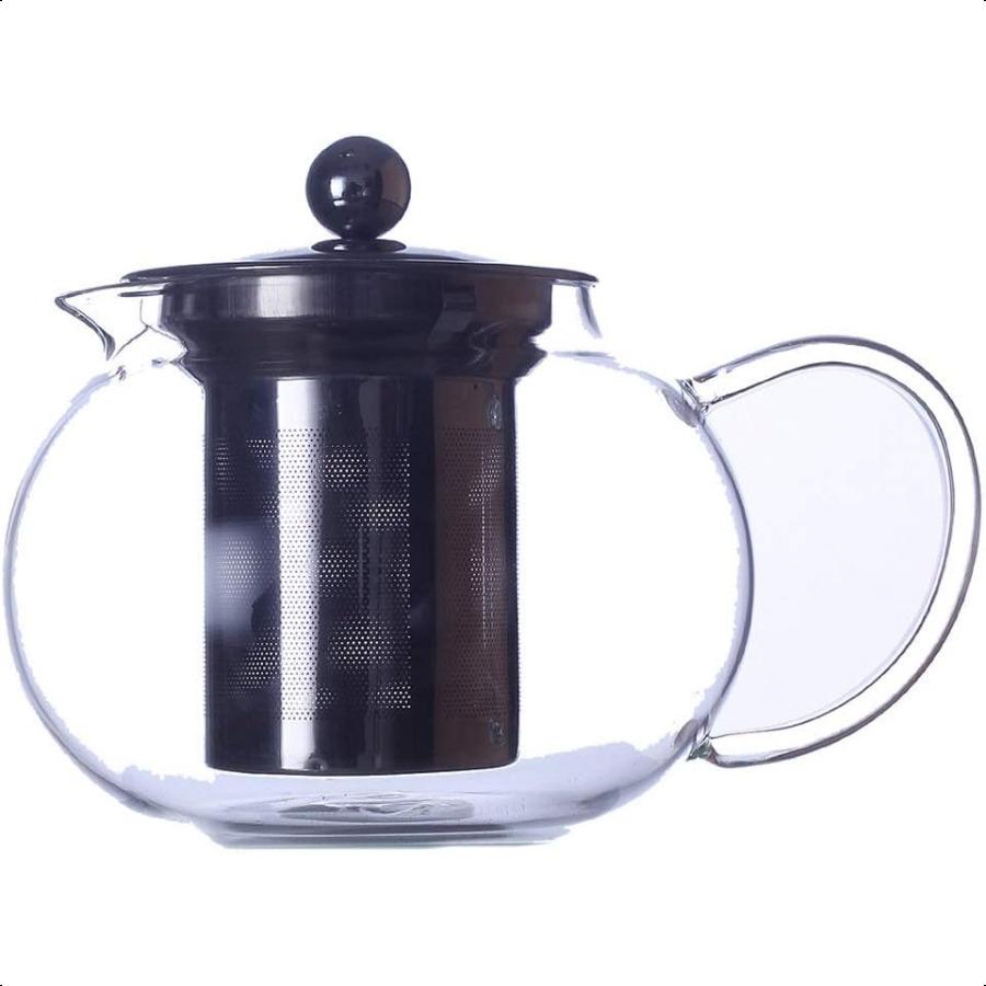 Hofu Small Clear High Borosilicate Glass Tea Pot with Removable 304 Stainless Steel Infuser Heat Resistant Loose Leaf Teapot St