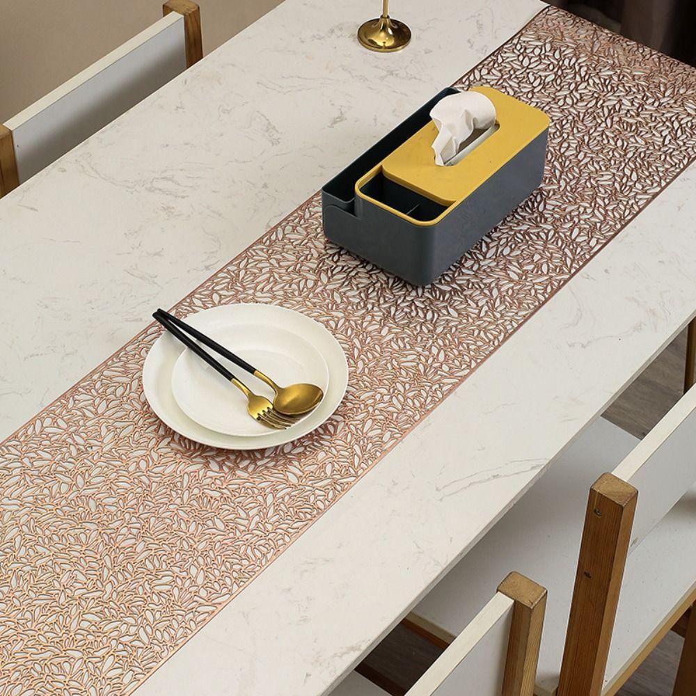 Rectangular Table Cover PVC Tablecloth Luxury Hollow Table Runner Table Decoration