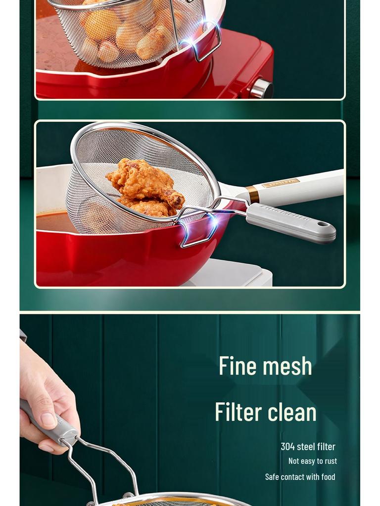 304 Stainless Steel Skimmer Fine Mesh Fryer Basket Oil Strainer Noodle Colander